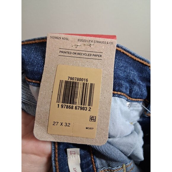 NWT Levi's Denim Blue Jeans Ribcage Straight Size 27x32 - Picture 9 of 9